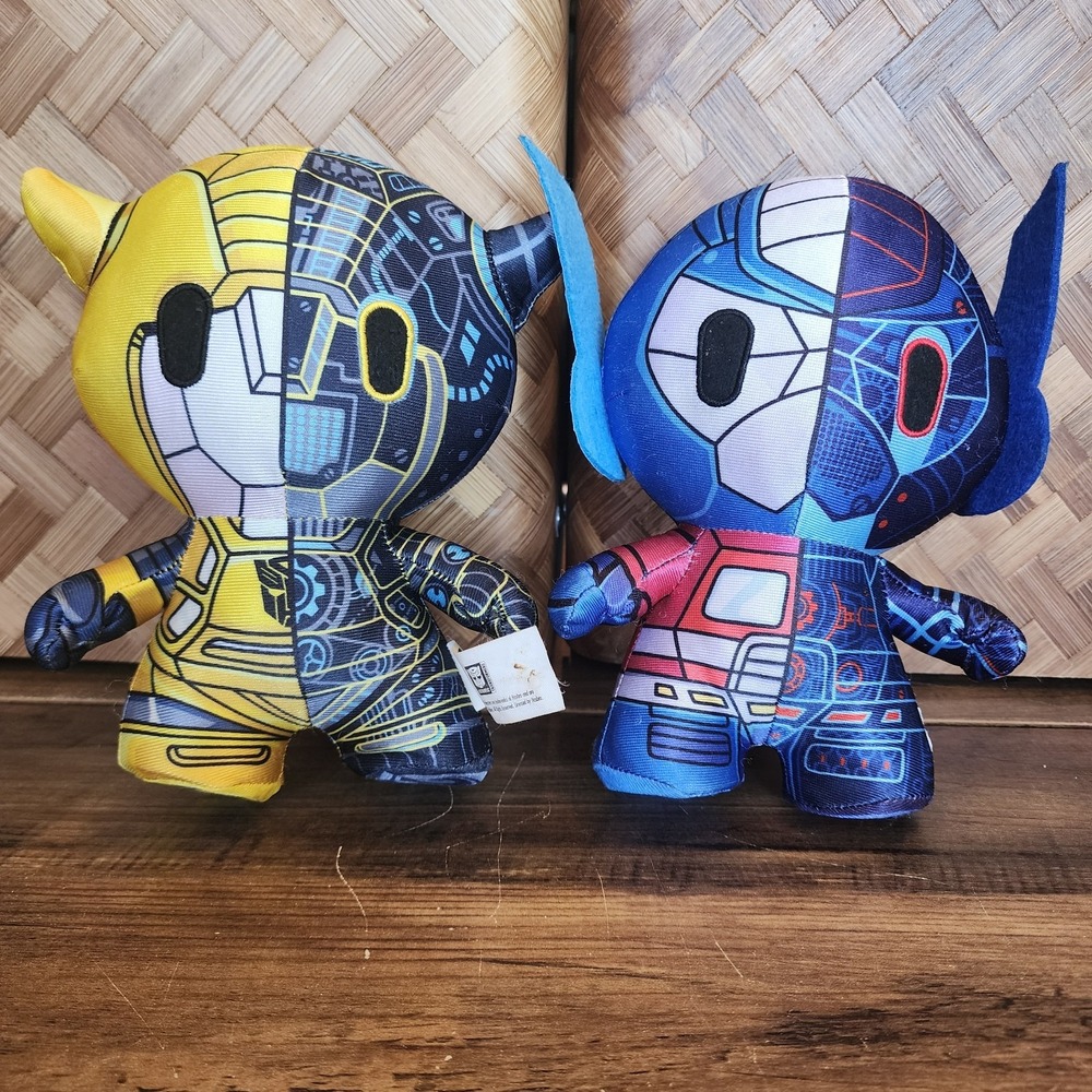 Lot of 2 Transformers 7" Optimus Prime & Bumblebee Action Figure Plush Stuffed